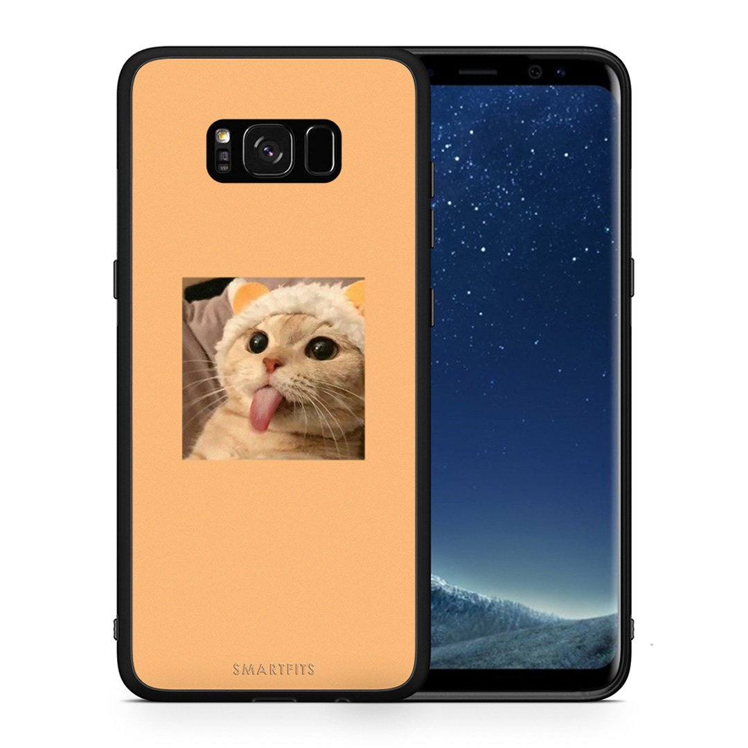 Θήκη Samsung S8+ Cat Tongue από τη Smartfits με σχέδιο στο πίσω μέρος και μαύρο περίβλημα | Samsung S8+ Cat Tongue case with colorful back and black bezels