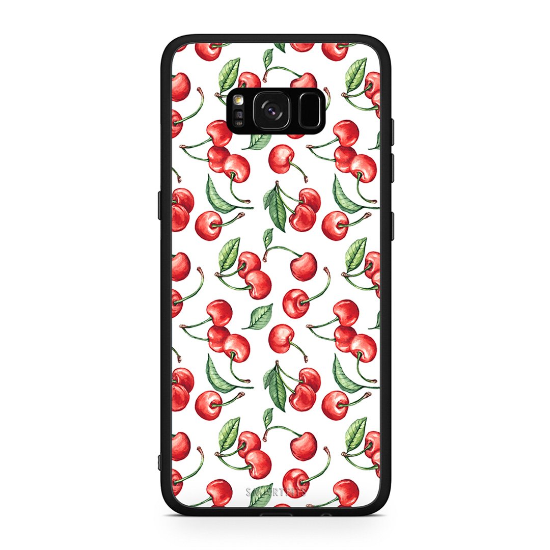 Samsung S8+ Cherry Summer θήκη από τη Smartfits με σχέδιο στο πίσω μέρος και μαύρο περίβλημα | Smartphone case with colorful back and black bezels by Smartfits