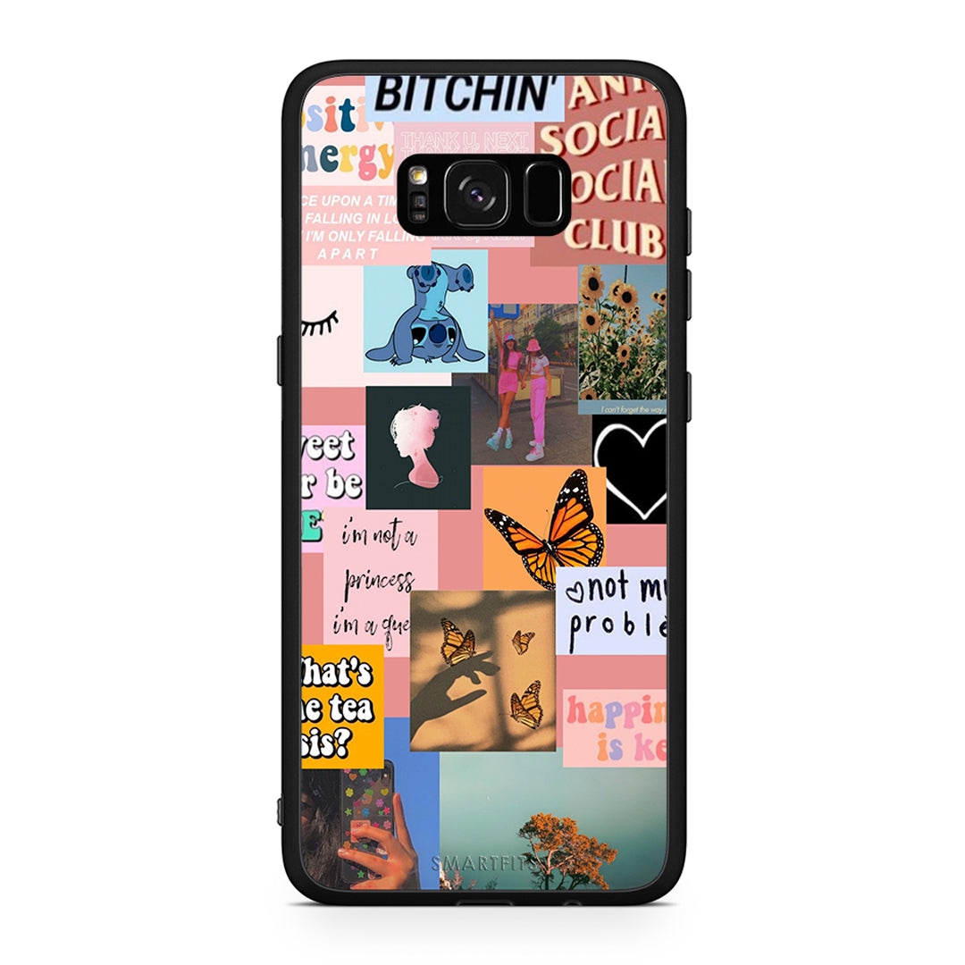 Samsung S8 Collage Bitchin Θήκη Αγίου Βαλεντίνου από τη Smartfits με σχέδιο στο πίσω μέρος και μαύρο περίβλημα | Smartphone case with colorful back and black bezels by Smartfits