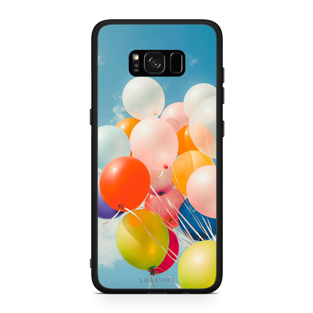 Samsung S8 Colorful Balloons θήκη από τη Smartfits με σχέδιο στο πίσω μέρος και μαύρο περίβλημα | Smartphone case with colorful back and black bezels by Smartfits