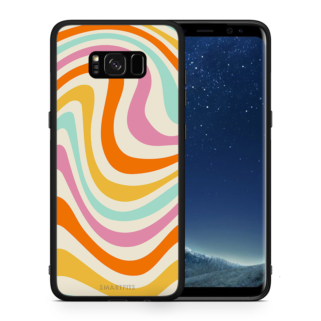 Θήκη Samsung S8+ Colourful Waves από τη Smartfits με σχέδιο στο πίσω μέρος και μαύρο περίβλημα | Samsung S8+ Colourful Waves case with colorful back and black bezels