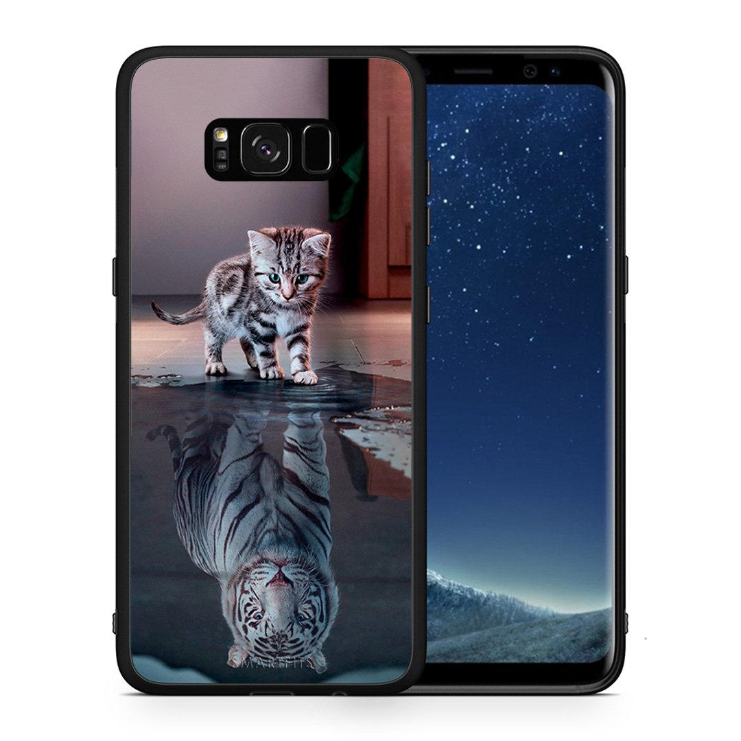 Θήκη Samsung S8+ Tiger Cute από τη Smartfits με σχέδιο στο πίσω μέρος και μαύρο περίβλημα | Samsung S8+ Tiger Cute case with colorful back and black bezels
