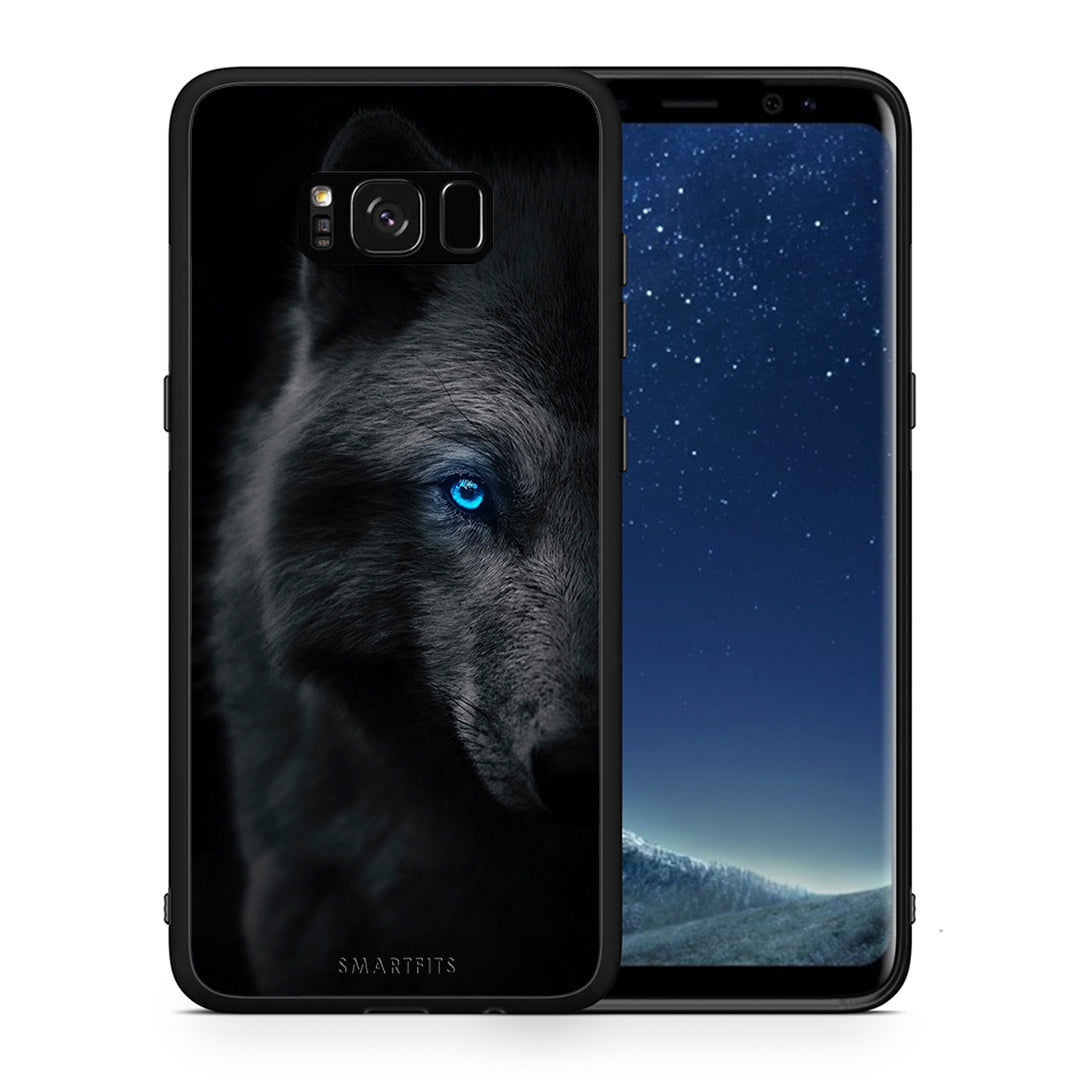 Θήκη Samsung S8 Dark Wolf από τη Smartfits με σχέδιο στο πίσω μέρος και μαύρο περίβλημα | Samsung S8 Dark Wolf case with colorful back and black bezels