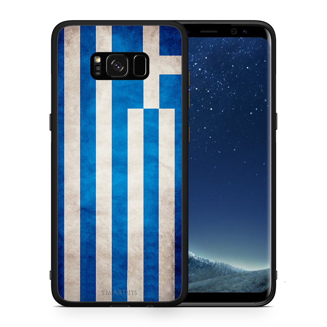 Θήκη Samsung S8 Greek Flag από τη Smartfits με σχέδιο στο πίσω μέρος και μαύρο περίβλημα | Samsung S8 Greek Flag case with colorful back and black bezels