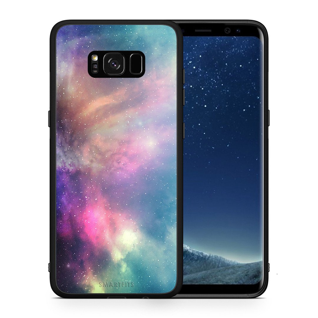 Θήκη Samsung S8 Rainbow Galaxy από τη Smartfits με σχέδιο στο πίσω μέρος και μαύρο περίβλημα | Samsung S8 Rainbow Galaxy case with colorful back and black bezels