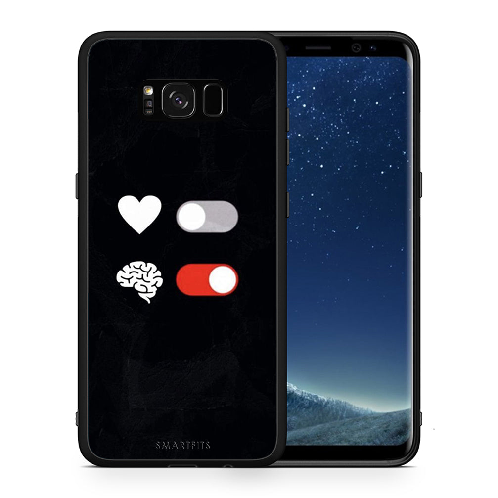 Θήκη Αγίου Βαλεντίνου Samsung S8 Heart Vs Brain από τη Smartfits με σχέδιο στο πίσω μέρος και μαύρο περίβλημα | Samsung S8 Heart Vs Brain case with colorful back and black bezels