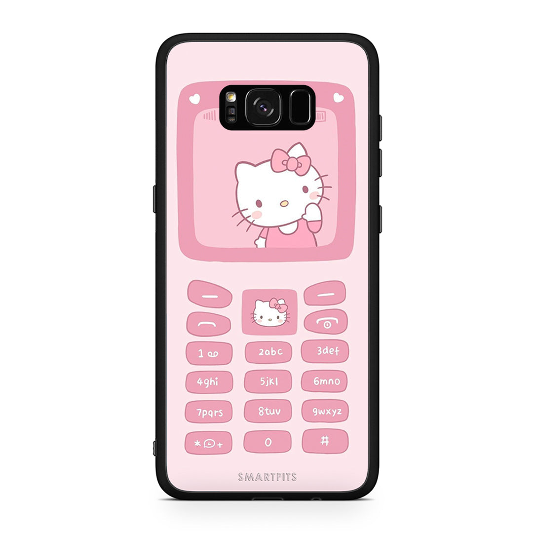 Samsung S8 Hello Kitten Θήκη Αγίου Βαλεντίνου από τη Smartfits με σχέδιο στο πίσω μέρος και μαύρο περίβλημα | Smartphone case with colorful back and black bezels by Smartfits