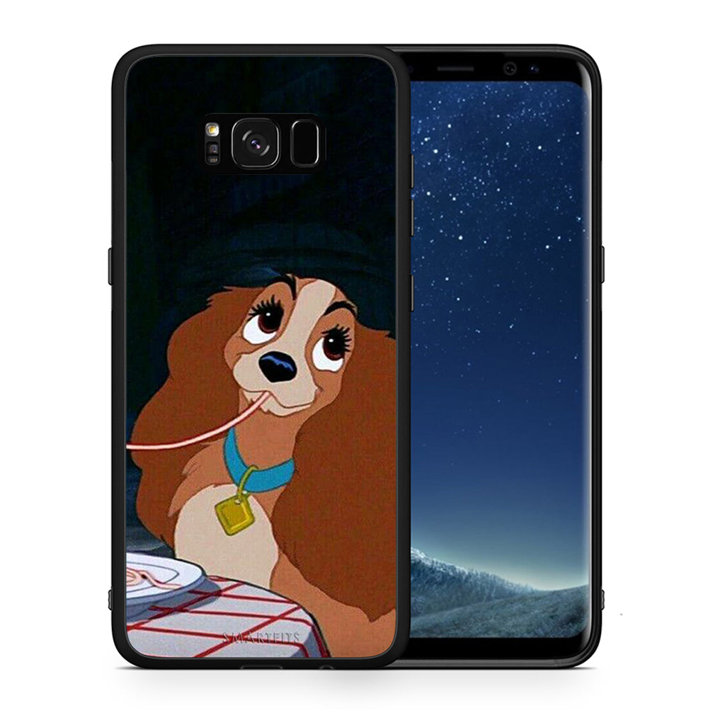 Θήκη Αγίου Βαλεντίνου Samsung S8 Lady And Tramp 2 από τη Smartfits με σχέδιο στο πίσω μέρος και μαύρο περίβλημα | Samsung S8 Lady And Tramp 2 case with colorful back and black bezels