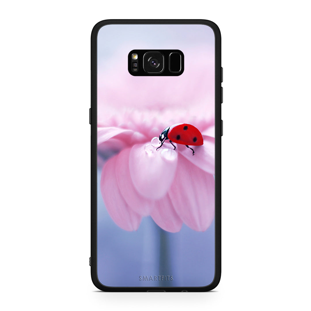 Samsung S8 Ladybug Flower θήκη από τη Smartfits με σχέδιο στο πίσω μέρος και μαύρο περίβλημα | Smartphone case with colorful back and black bezels by Smartfits