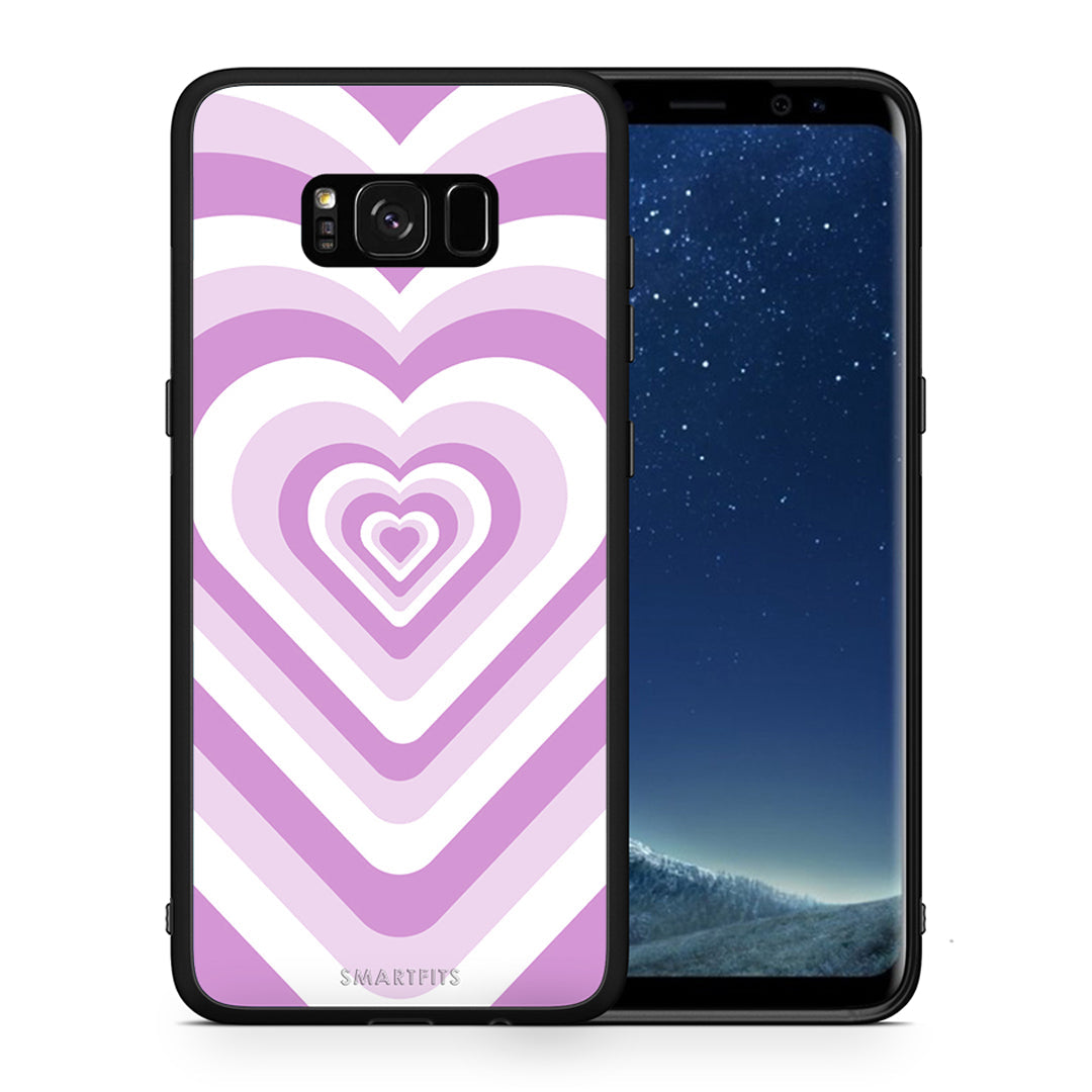 Θήκη Samsung S8+ Lilac Hearts από τη Smartfits με σχέδιο στο πίσω μέρος και μαύρο περίβλημα | Samsung S8+ Lilac Hearts case with colorful back and black bezels