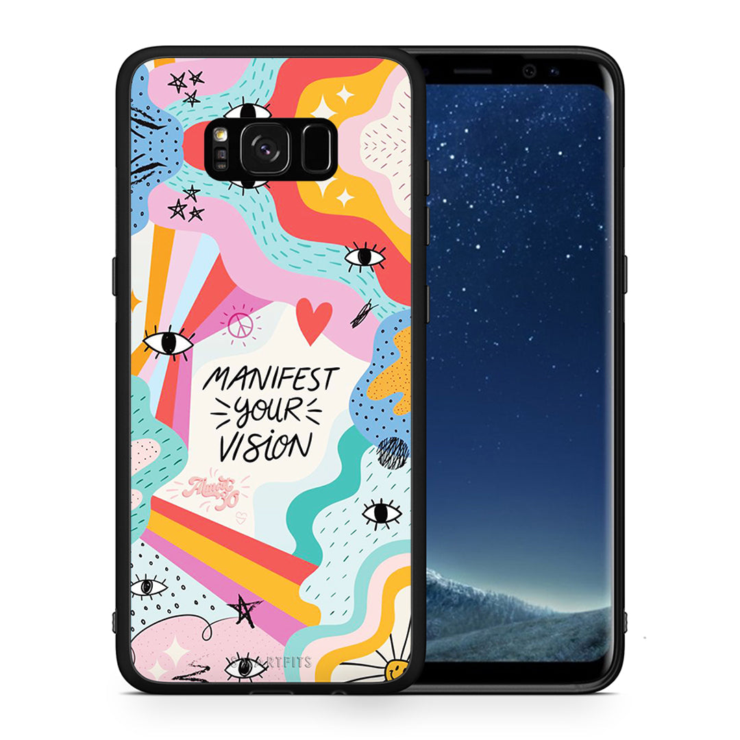 Θήκη Samsung S8+ Manifest Your Vision από τη Smartfits με σχέδιο στο πίσω μέρος και μαύρο περίβλημα | Samsung S8+ Manifest Your Vision case with colorful back and black bezels