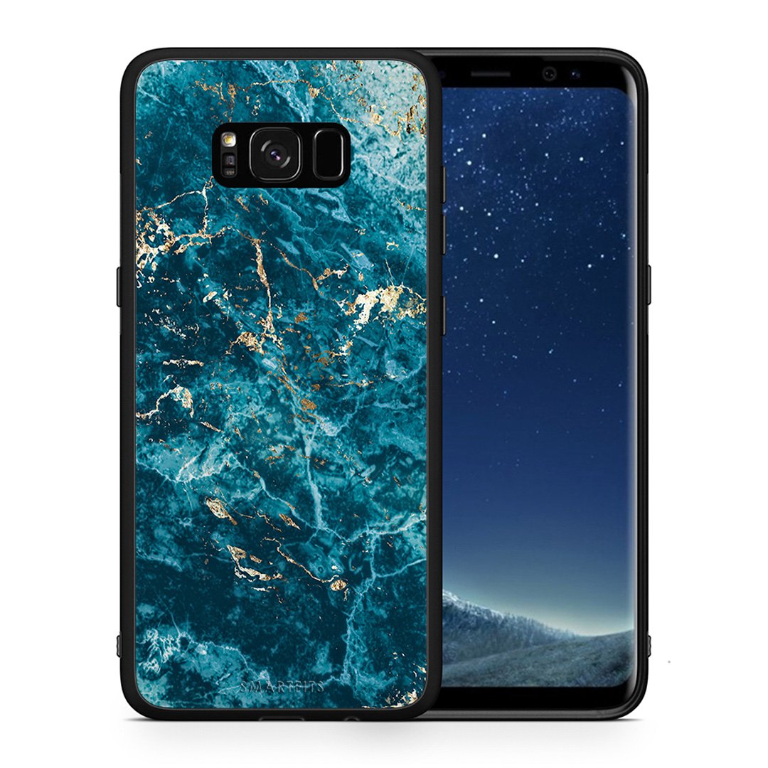 Θήκη Samsung S8 Marble Blue από τη Smartfits με σχέδιο στο πίσω μέρος και μαύρο περίβλημα | Samsung S8 Marble Blue case with colorful back and black bezels