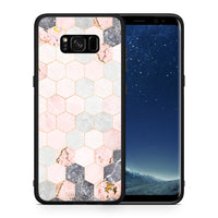 Thumbnail for Θήκη Samsung S8+ Hexagon Pink Marble από τη Smartfits με σχέδιο στο πίσω μέρος και μαύρο περίβλημα | Samsung S8+ Hexagon Pink Marble case with colorful back and black bezels