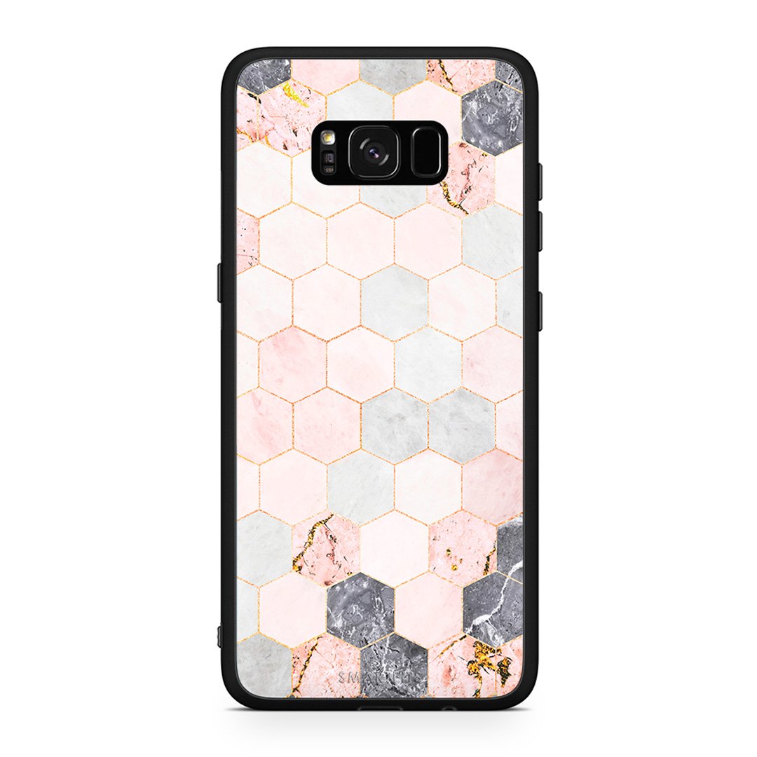 4 - Samsung S8+ Hexagon Pink Marble case, cover, bumper