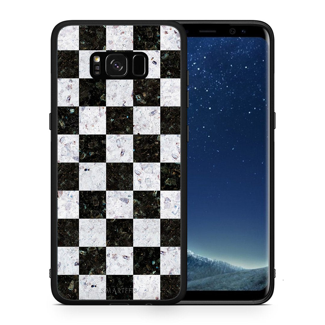 Θήκη Samsung S8 Square Geometric Marble από τη Smartfits με σχέδιο στο πίσω μέρος και μαύρο περίβλημα | Samsung S8 Square Geometric Marble case with colorful back and black bezels