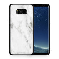 Thumbnail for Θήκη Samsung S8 White Marble από τη Smartfits με σχέδιο στο πίσω μέρος και μαύρο περίβλημα | Samsung S8 White Marble case with colorful back and black bezels