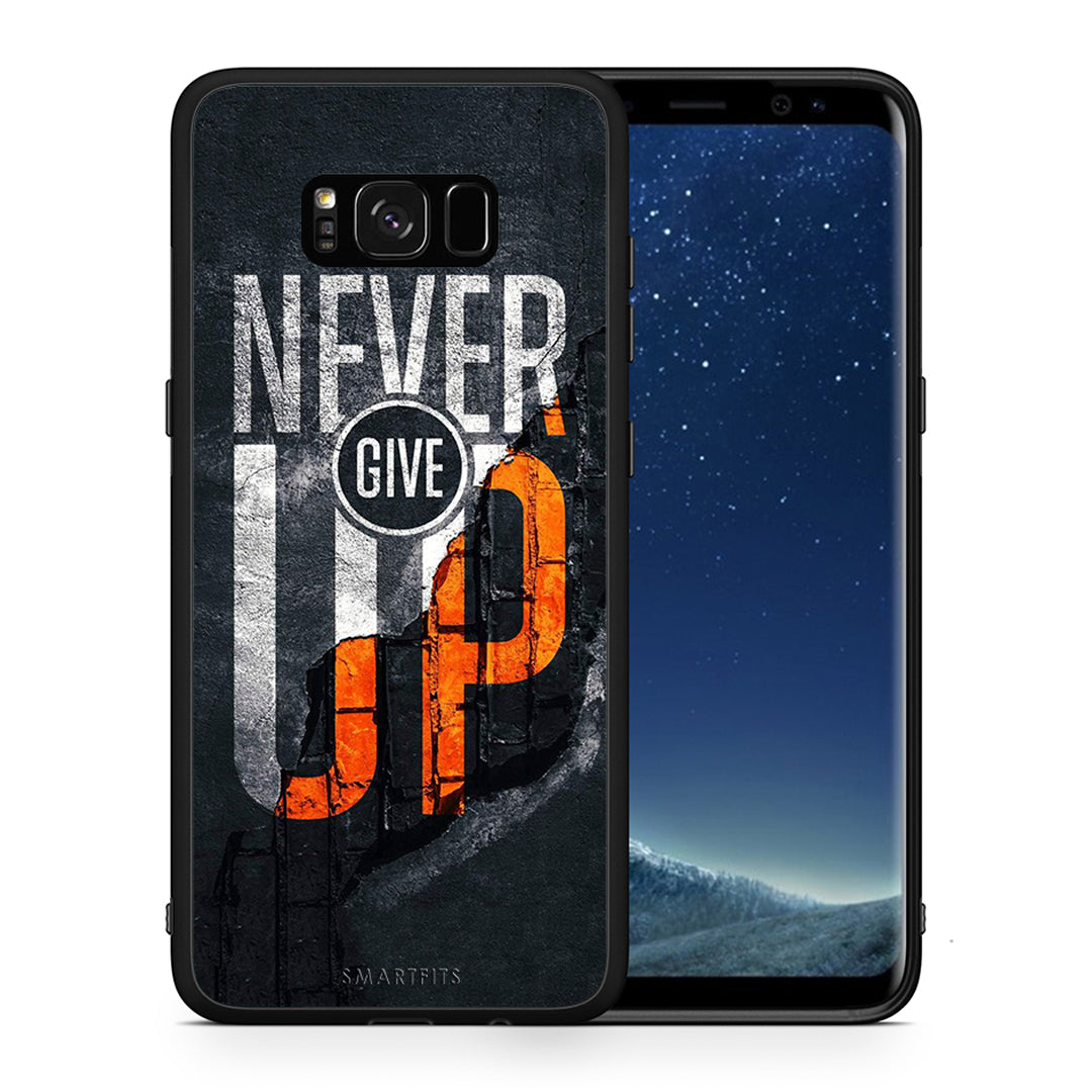 Θήκη Αγίου Βαλεντίνου Samsung S8 Never Give Up από τη Smartfits με σχέδιο στο πίσω μέρος και μαύρο περίβλημα | Samsung S8 Never Give Up case with colorful back and black bezels