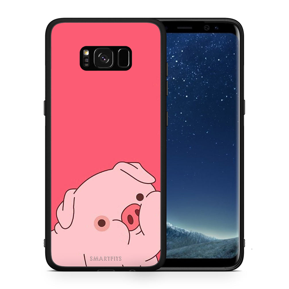 Θήκη Αγίου Βαλεντίνου Samsung S8 Pig Love 1 από τη Smartfits με σχέδιο στο πίσω μέρος και μαύρο περίβλημα | Samsung S8 Pig Love 1 case with colorful back and black bezels