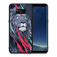Thumbnail for Θήκη Samsung S8+ Lion Designer PopArt από τη Smartfits με σχέδιο στο πίσω μέρος και μαύρο περίβλημα | Samsung S8+ Lion Designer PopArt case with colorful back and black bezels