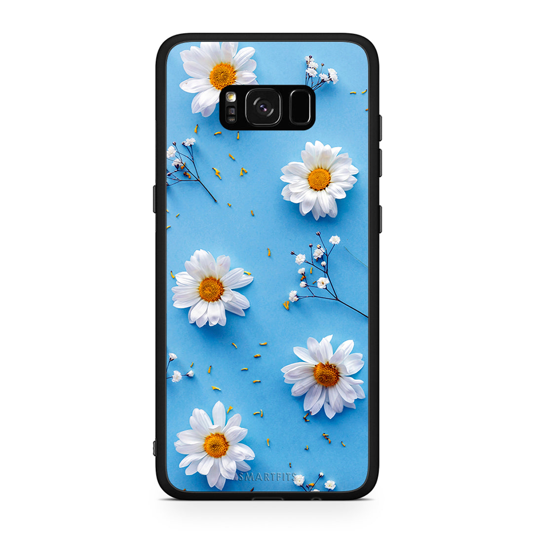 Samsung S8 Real Daisies θήκη από τη Smartfits με σχέδιο στο πίσω μέρος και μαύρο περίβλημα | Smartphone case with colorful back and black bezels by Smartfits