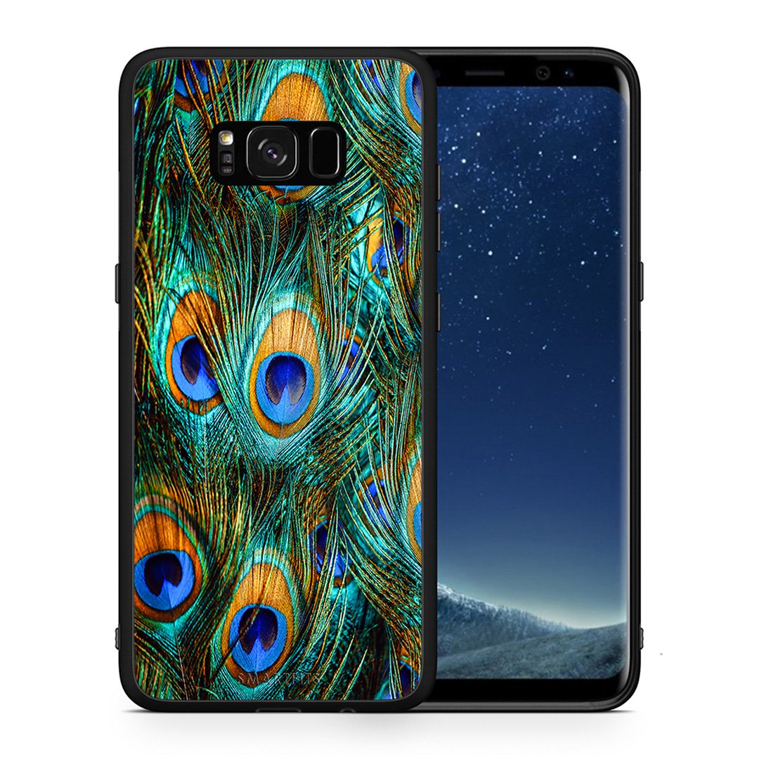 Θήκη Samsung S8 Real Peacock Feathers από τη Smartfits με σχέδιο στο πίσω μέρος και μαύρο περίβλημα | Samsung S8 Real Peacock Feathers case with colorful back and black bezels