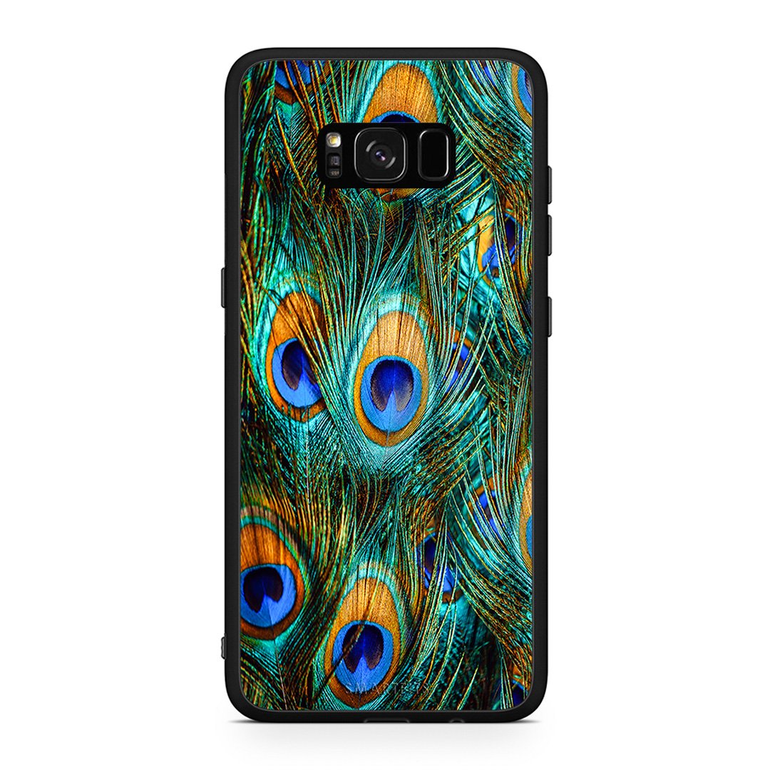 Samsung S8 Real Peacock Feathers θήκη από τη Smartfits με σχέδιο στο πίσω μέρος και μαύρο περίβλημα | Smartphone case with colorful back and black bezels by Smartfits