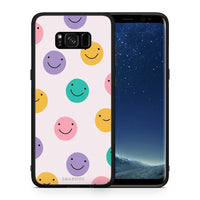 Thumbnail for Θήκη Samsung S8 Smiley Faces από τη Smartfits με σχέδιο στο πίσω μέρος και μαύρο περίβλημα | Samsung S8 Smiley Faces case with colorful back and black bezels