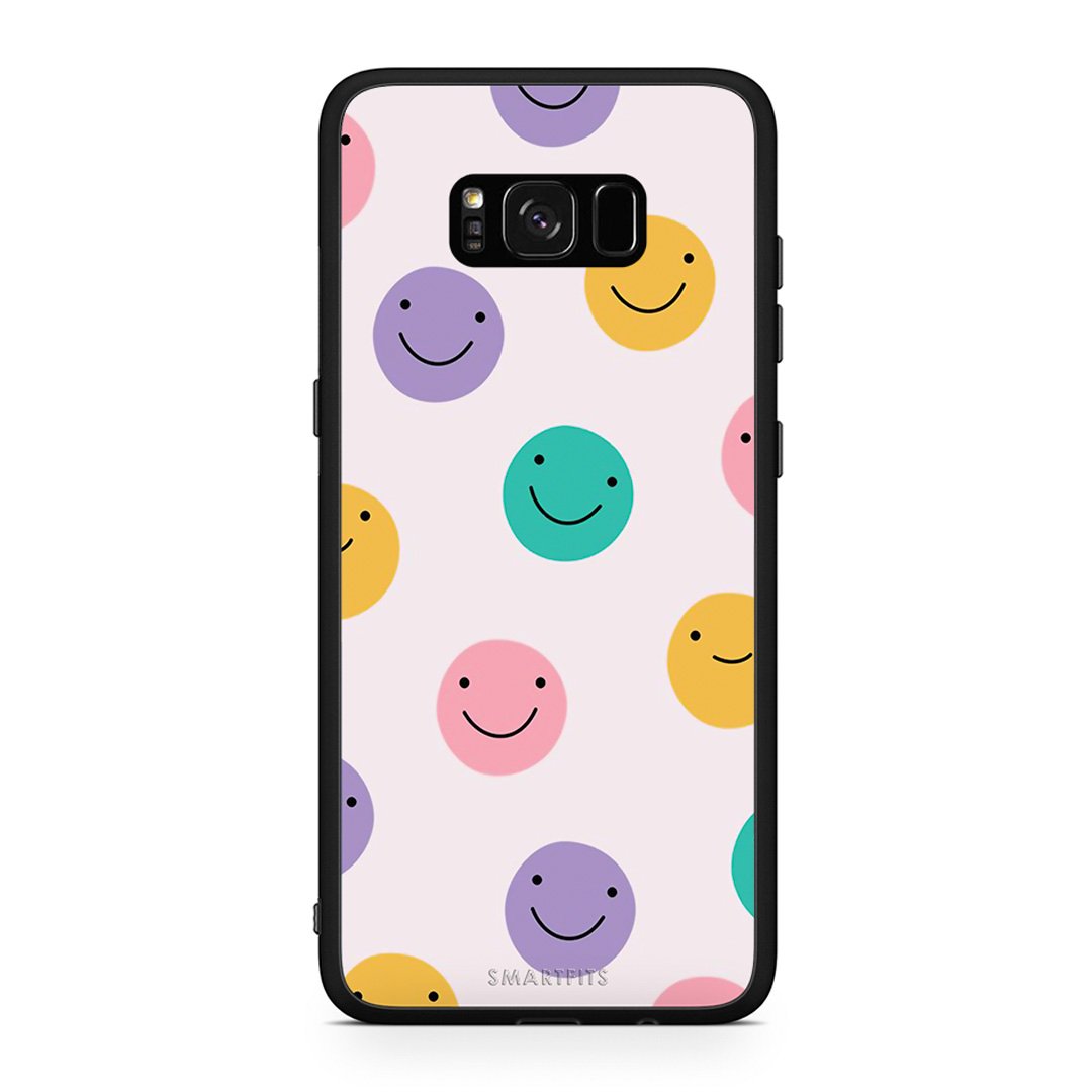 Samsung S8 Smiley Faces θήκη από τη Smartfits με σχέδιο στο πίσω μέρος και μαύρο περίβλημα | Smartphone case with colorful back and black bezels by Smartfits