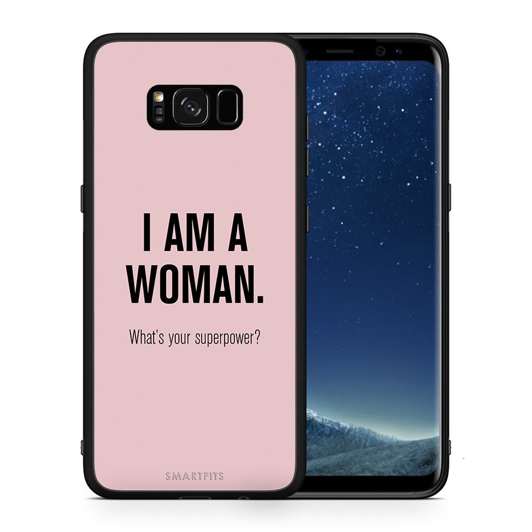 Θήκη Samsung S8 Superpower Woman από τη Smartfits με σχέδιο στο πίσω μέρος και μαύρο περίβλημα | Samsung S8 Superpower Woman case with colorful back and black bezels