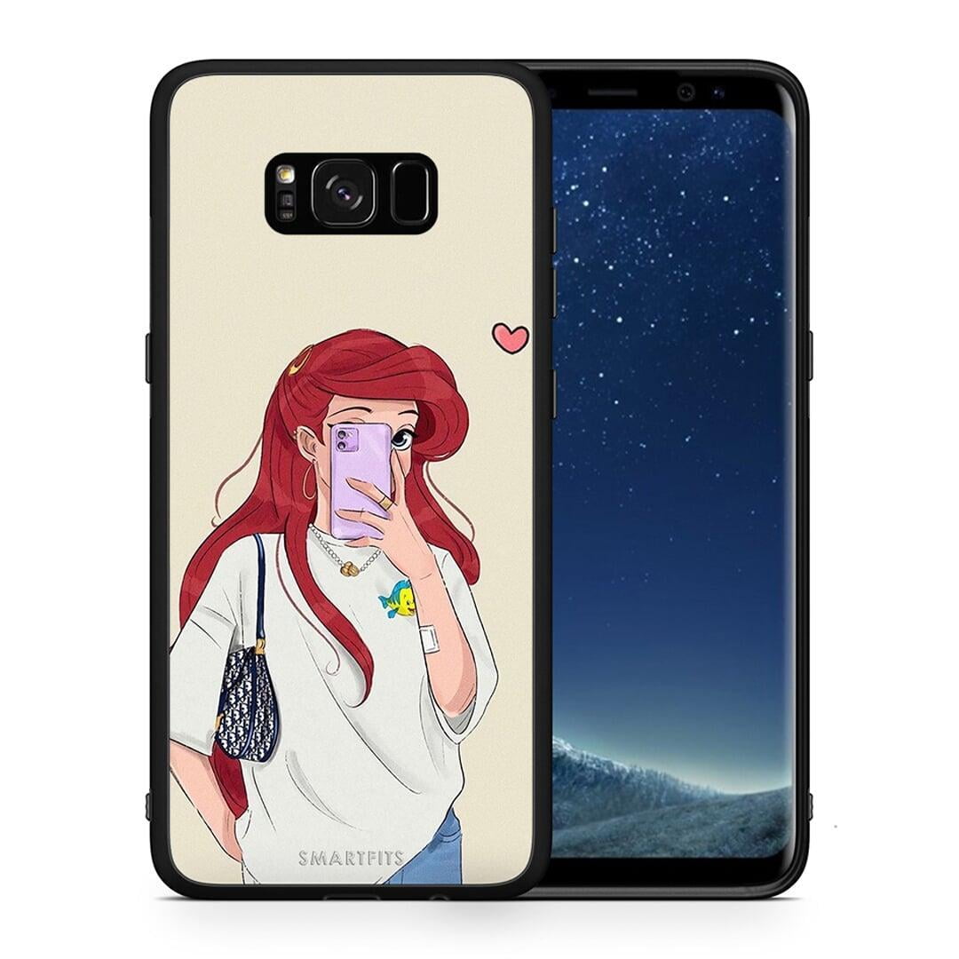 Θήκη Samsung S8 Walking Mermaid από τη Smartfits με σχέδιο στο πίσω μέρος και μαύρο περίβλημα | Samsung S8 Walking Mermaid case with colorful back and black bezels