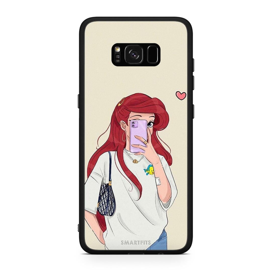 Samsung S8 Walking Mermaid Θήκη από τη Smartfits με σχέδιο στο πίσω μέρος και μαύρο περίβλημα | Smartphone case with colorful back and black bezels by Smartfits