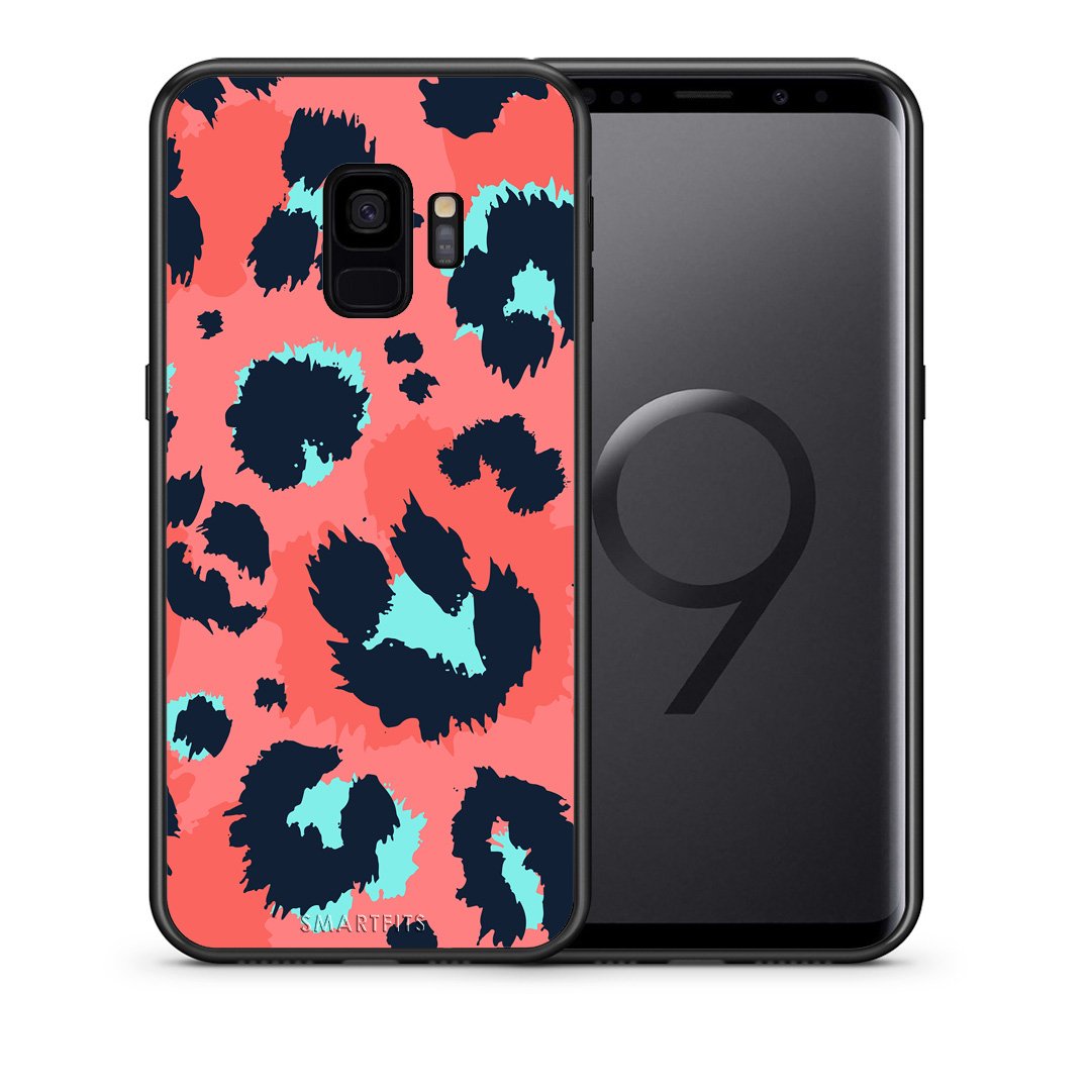 Θήκη Samsung S9 Pink Leopard Animal από τη Smartfits με σχέδιο στο πίσω μέρος και μαύρο περίβλημα | Samsung S9 Pink Leopard Animal case with colorful back and black bezels