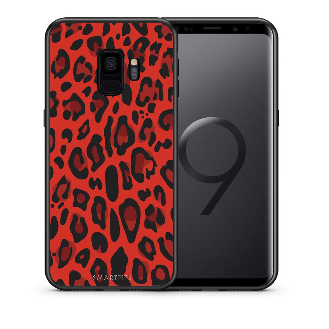 Θήκη Samsung S9 Red Leopard Animal από τη Smartfits με σχέδιο στο πίσω μέρος και μαύρο περίβλημα | Samsung S9 Red Leopard Animal case with colorful back and black bezels