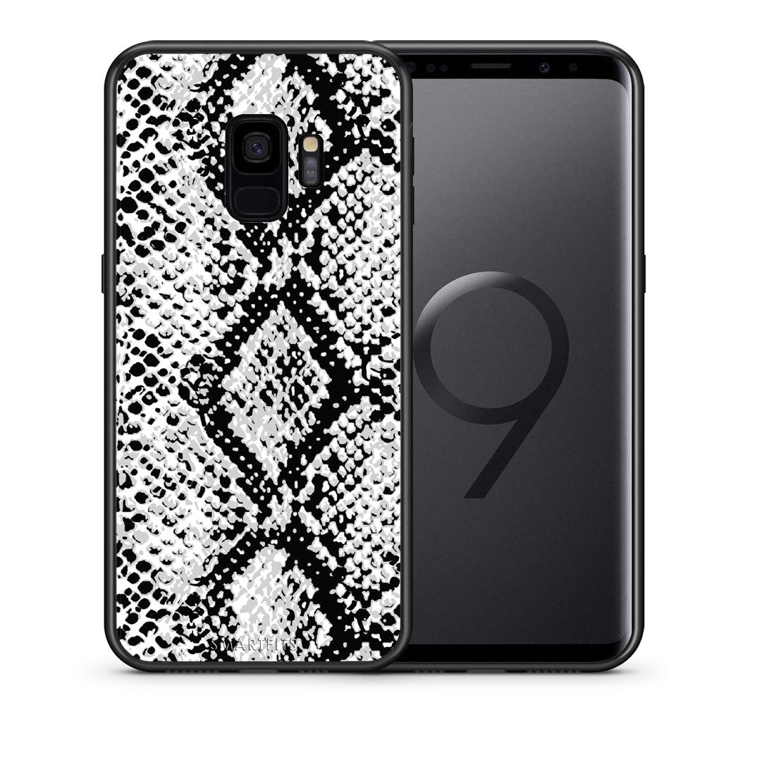 Θήκη Samsung S9 White Snake Animal από τη Smartfits με σχέδιο στο πίσω μέρος και μαύρο περίβλημα | Samsung S9 White Snake Animal case with colorful back and black bezels