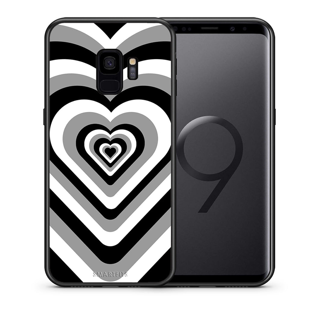 Θήκη Samsung S9 Black Hearts από τη Smartfits με σχέδιο στο πίσω μέρος και μαύρο περίβλημα | Samsung S9 Black Hearts case with colorful back and black bezels