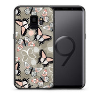 Thumbnail for Θήκη Samsung S9 Butterflies Boho από τη Smartfits με σχέδιο στο πίσω μέρος και μαύρο περίβλημα | Samsung S9 Butterflies Boho case with colorful back and black bezels