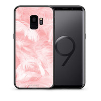 Thumbnail for Θήκη Samsung S9 Pink Feather Boho από τη Smartfits με σχέδιο στο πίσω μέρος και μαύρο περίβλημα | Samsung S9 Pink Feather Boho case with colorful back and black bezels