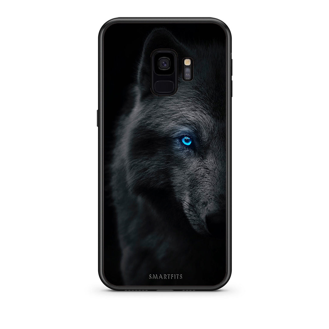 samsung s9 Dark Wolf θήκη από τη Smartfits με σχέδιο στο πίσω μέρος και μαύρο περίβλημα | Smartphone case with colorful back and black bezels by Smartfits