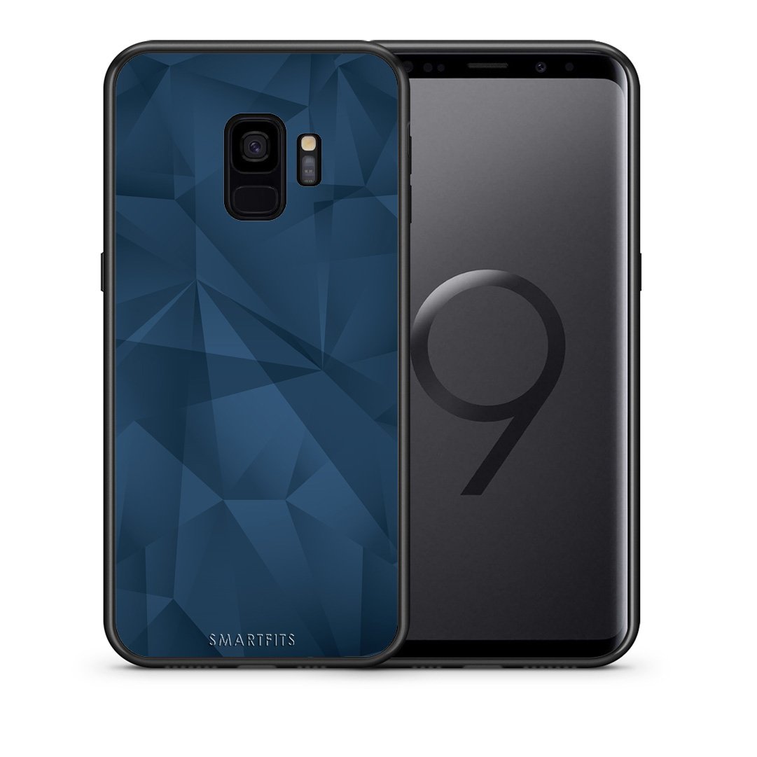 Θήκη Samsung S9 Blue Abstract Geometric από τη Smartfits με σχέδιο στο πίσω μέρος και μαύρο περίβλημα | Samsung S9 Blue Abstract Geometric case with colorful back and black bezels