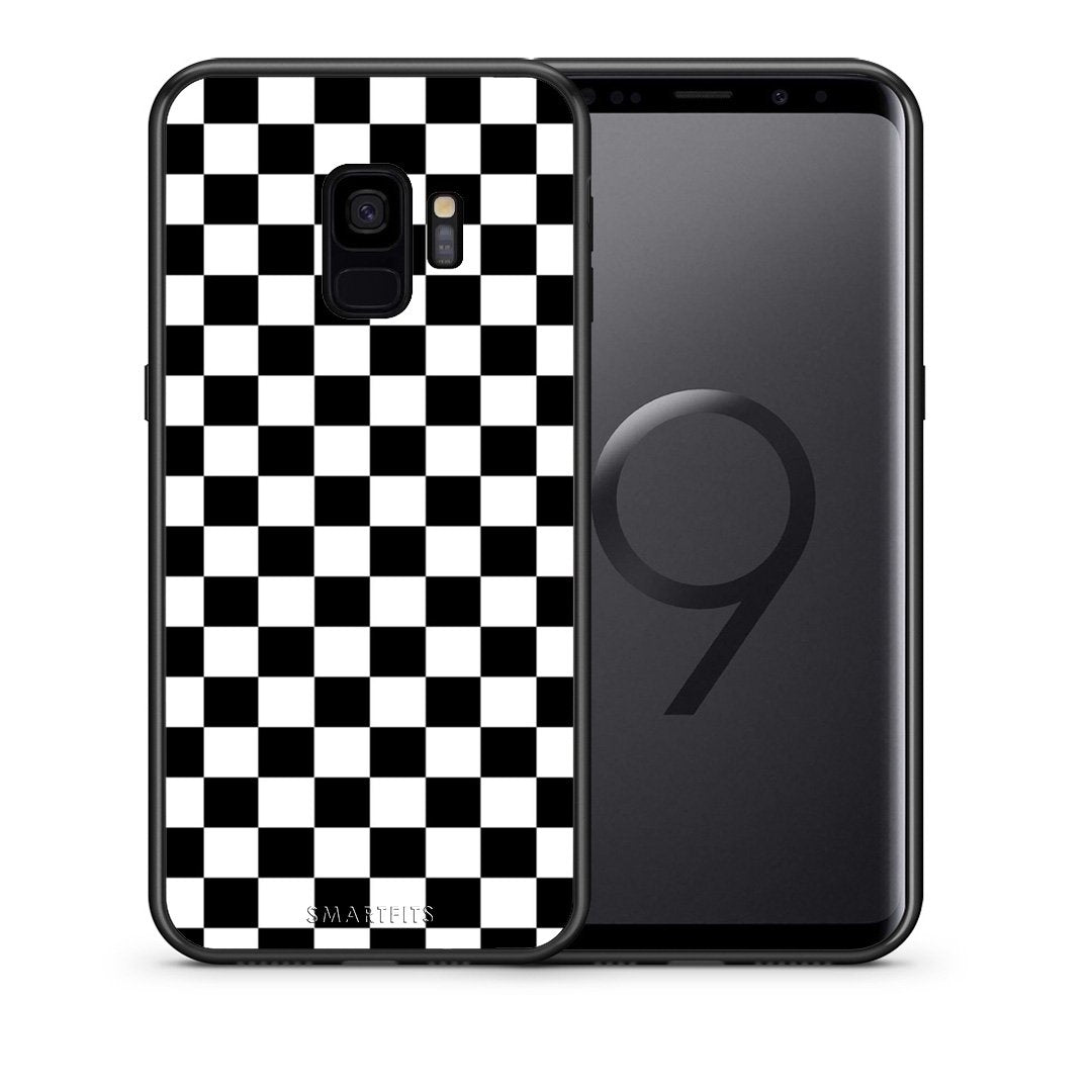 Θήκη Samsung S9 Squares Geometric από τη Smartfits με σχέδιο στο πίσω μέρος και μαύρο περίβλημα | Samsung S9 Squares Geometric case with colorful back and black bezels