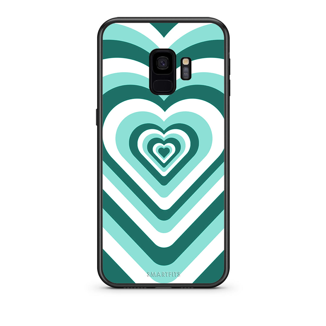 samsung s9 Green Hearts θήκη από τη Smartfits με σχέδιο στο πίσω μέρος και μαύρο περίβλημα | Smartphone case with colorful back and black bezels by Smartfits