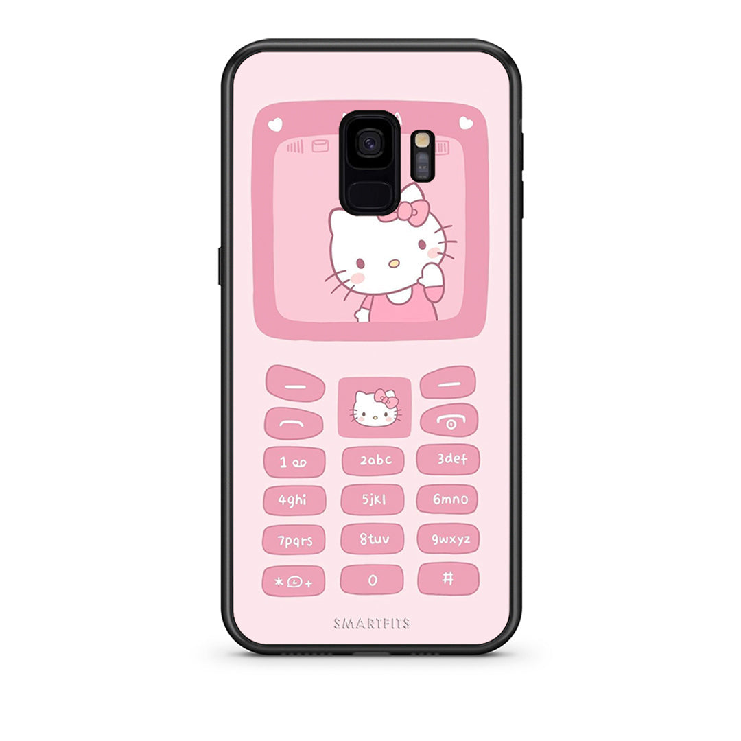 samsung s9 Hello Kitten Θήκη Αγίου Βαλεντίνου από τη Smartfits με σχέδιο στο πίσω μέρος και μαύρο περίβλημα | Smartphone case with colorful back and black bezels by Smartfits