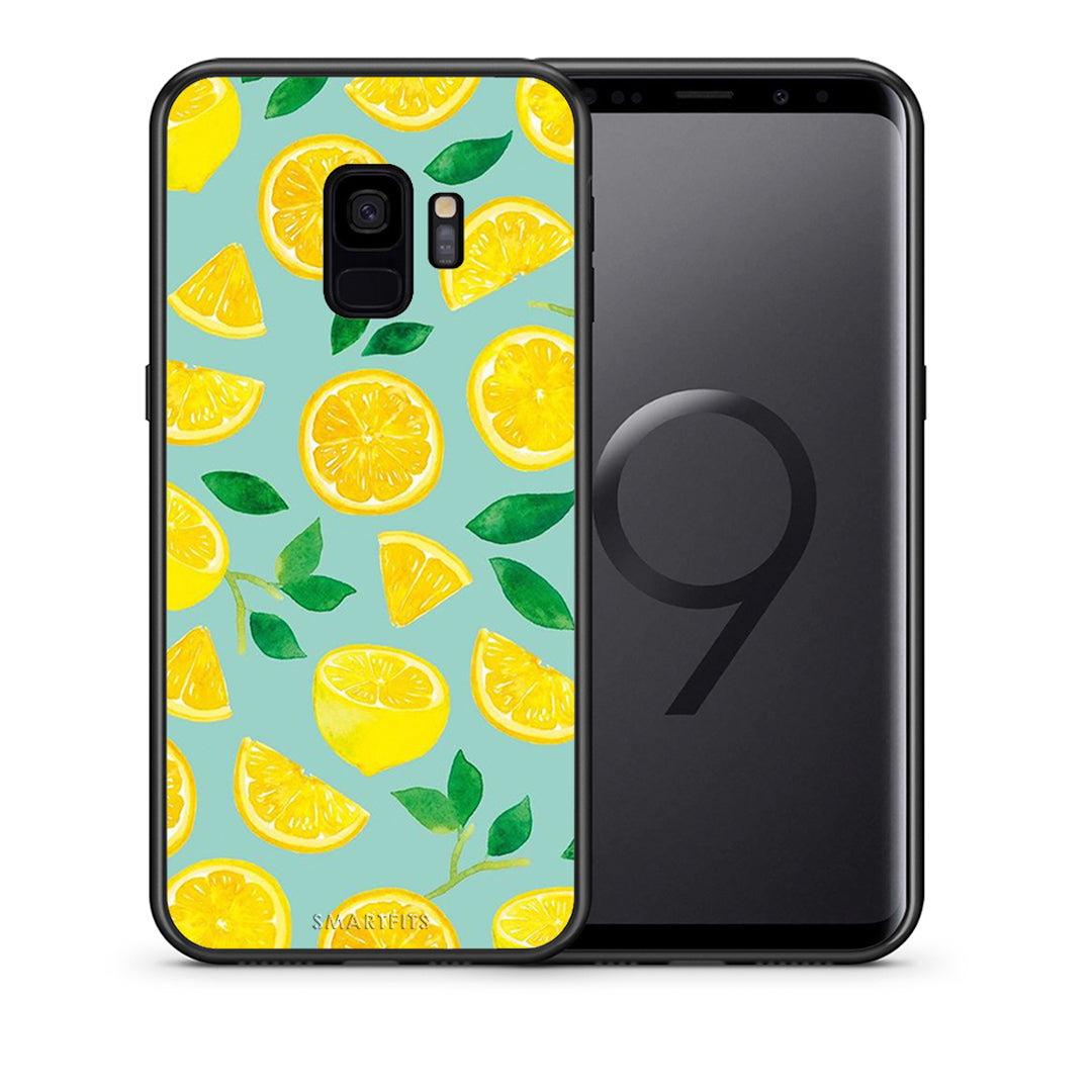 Θήκη Samsung S9 Lemons από τη Smartfits με σχέδιο στο πίσω μέρος και μαύρο περίβλημα | Samsung S9 Lemons case with colorful back and black bezels