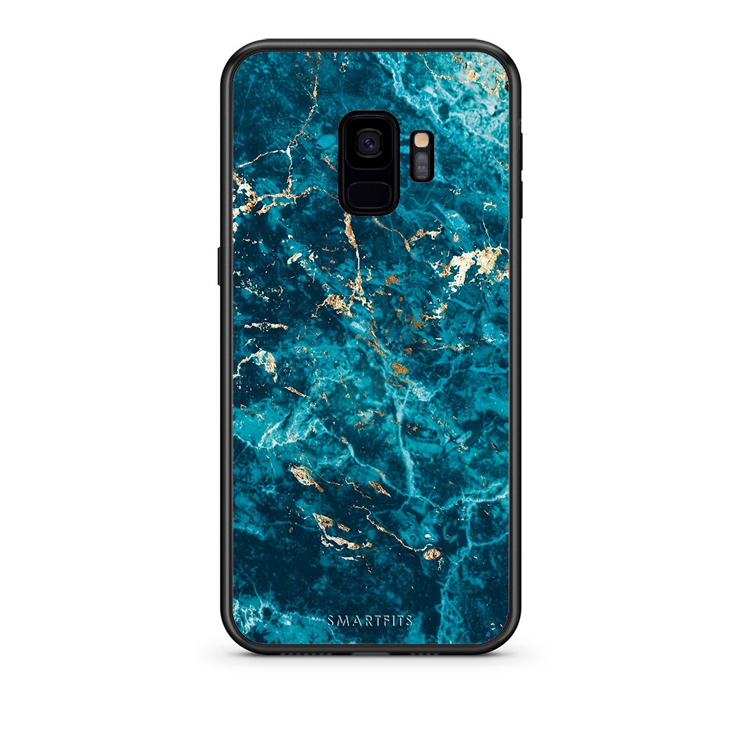 samsung s9 Marble Blue θήκη από τη Smartfits με σχέδιο στο πίσω μέρος και μαύρο περίβλημα | Smartphone case with colorful back and black bezels by Smartfits