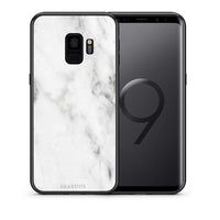 Thumbnail for Θήκη Samsung S9 White Marble από τη Smartfits με σχέδιο στο πίσω μέρος και μαύρο περίβλημα | Samsung S9 White Marble case with colorful back and black bezels