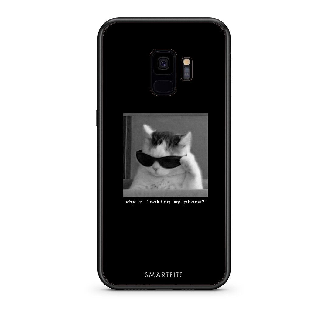 samsung s9 Meme Cat θήκη από τη Smartfits με σχέδιο στο πίσω μέρος και μαύρο περίβλημα | Smartphone case with colorful back and black bezels by Smartfits