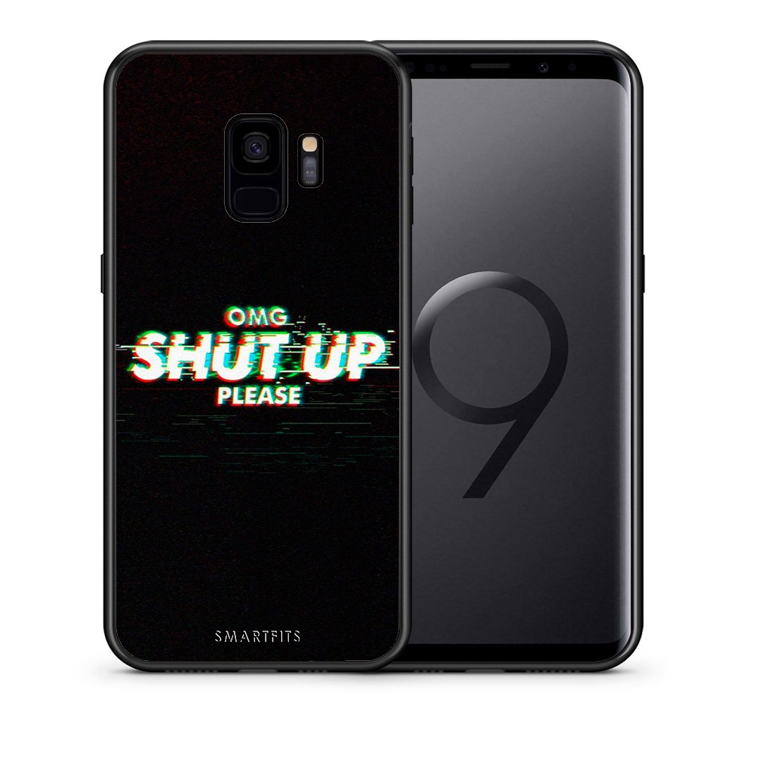 Θήκη Samsung S9 OMG ShutUp από τη Smartfits με σχέδιο στο πίσω μέρος και μαύρο περίβλημα | Samsung S9 OMG ShutUp case with colorful back and black bezels