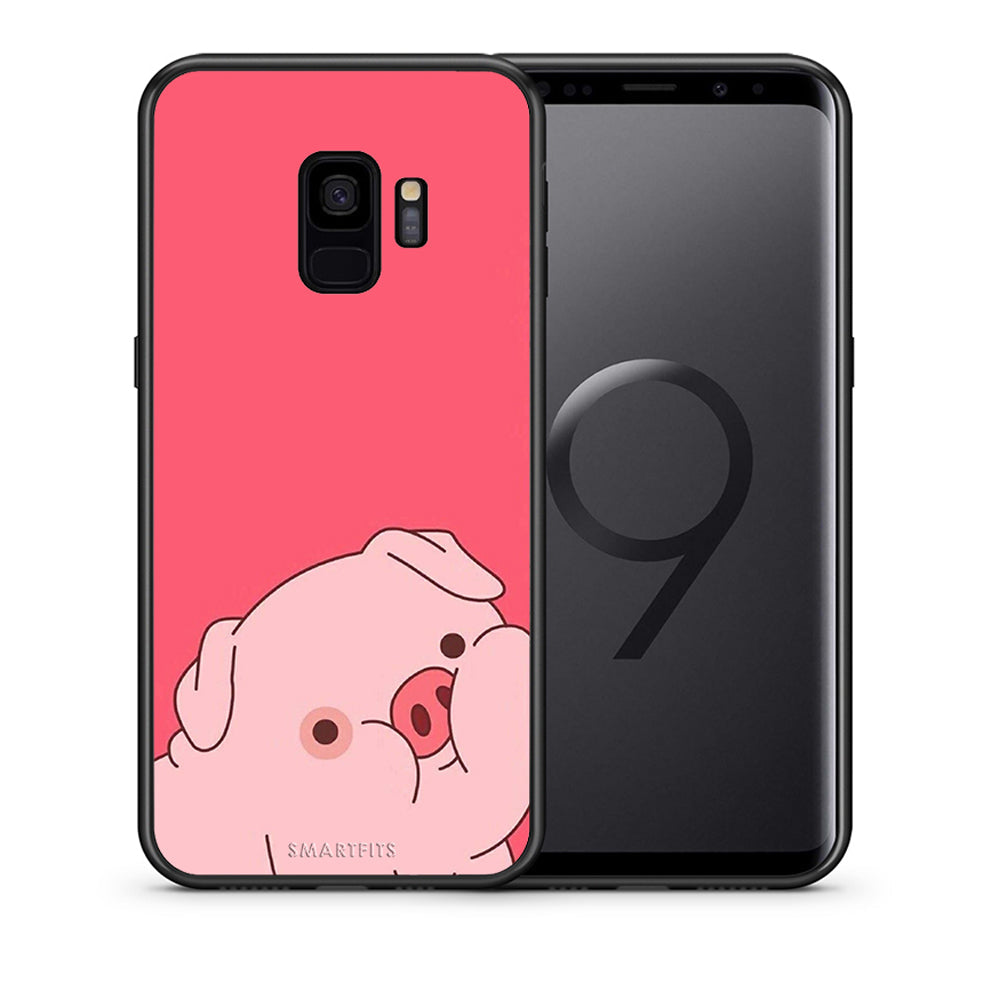 Θήκη Αγίου Βαλεντίνου Samsung S9 Pig Love 1 από τη Smartfits με σχέδιο στο πίσω μέρος και μαύρο περίβλημα | Samsung S9 Pig Love 1 case with colorful back and black bezels