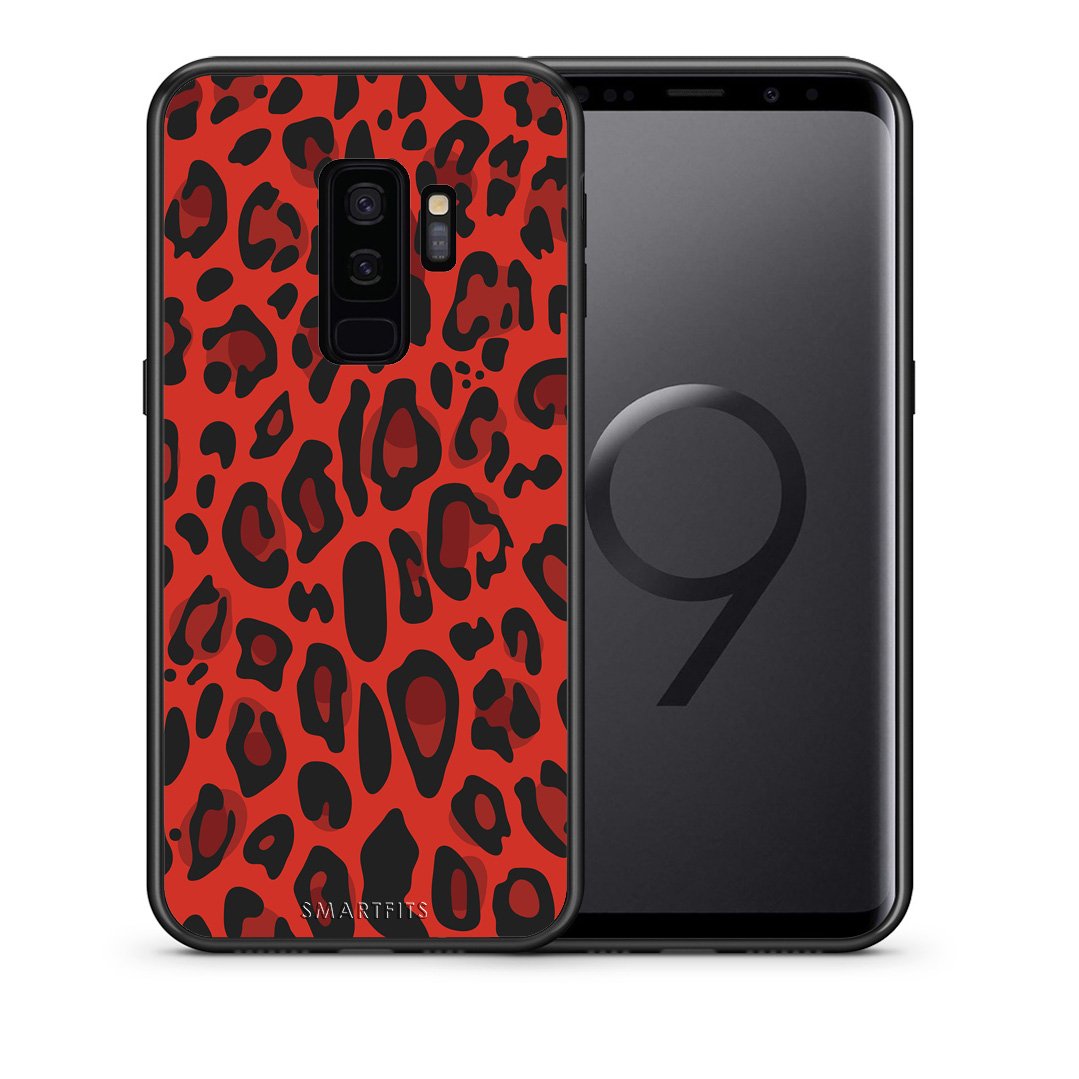 Θήκη Samsung S9 Plus Red Leopard Animal από τη Smartfits με σχέδιο στο πίσω μέρος και μαύρο περίβλημα | Samsung S9 Plus Red Leopard Animal case with colorful back and black bezels