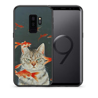 Thumbnail for Θήκη Samsung S9 Plus Cat Goldfish από τη Smartfits με σχέδιο στο πίσω μέρος και μαύρο περίβλημα | Samsung S9 Plus Cat Goldfish case with colorful back and black bezels